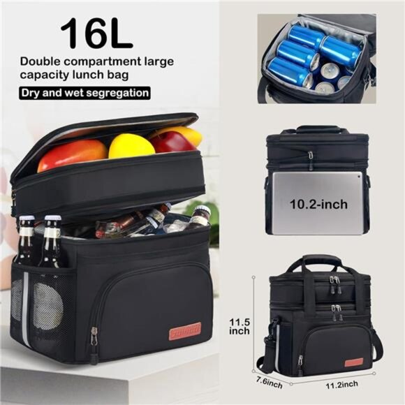 Lunch Box For Men/Women,Large Double-layer Insulated Expandable Reusable - Picture 9 of 14